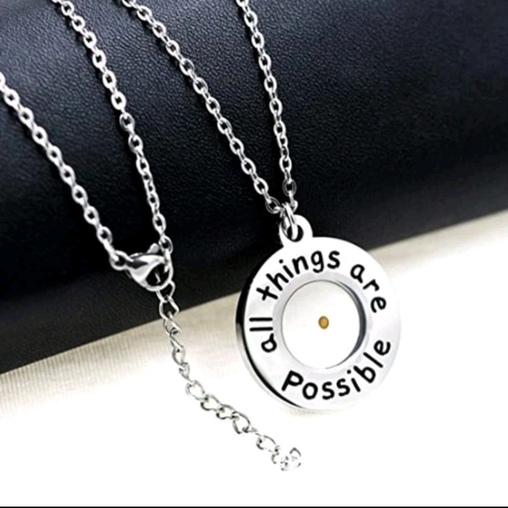Stainless steel mustard seed necklace - round all things are possible.